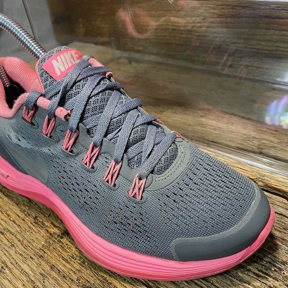 Nike LunarGlide 4 Youth 4/ Women's 6 Athletic Running Shoes Pink/Gray - Picture 7 of 14